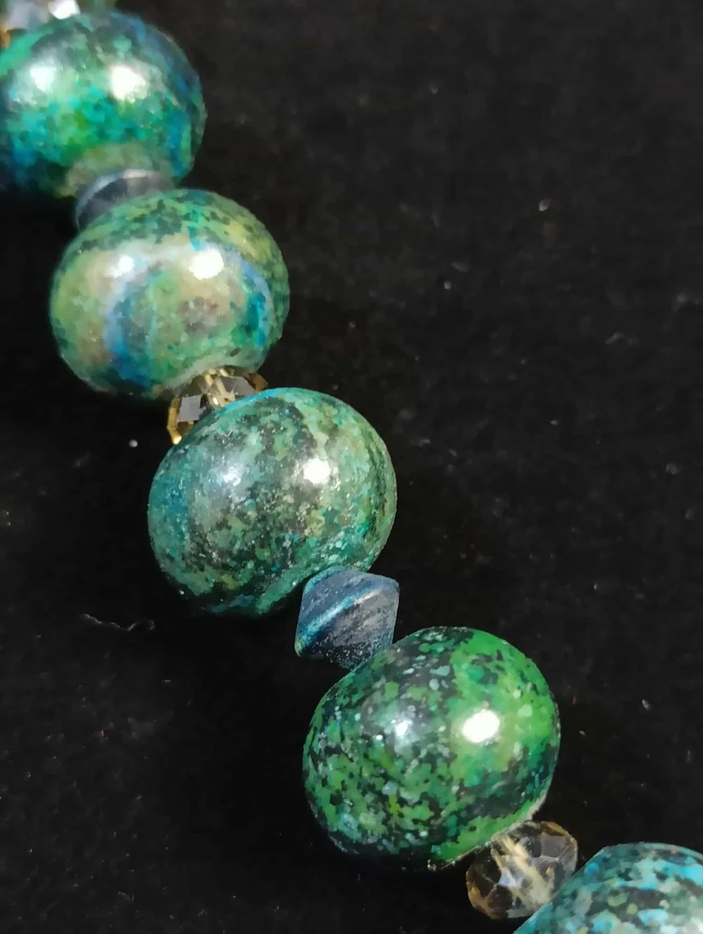 Vintage Style Israeli Eilat Stone Beaded Necklace Artisan Pendant Statement - Picture 5 of 15